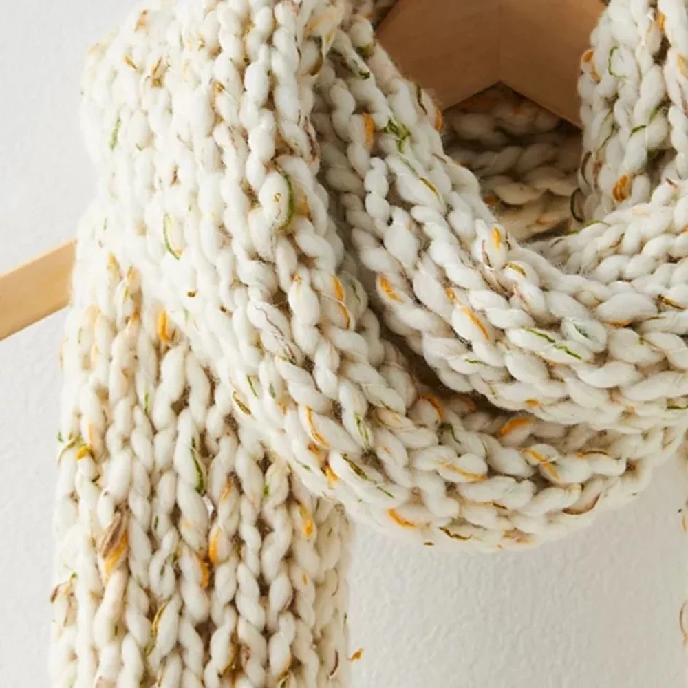 Free People X Loopy Mango Chunky Knit Cream Scarf